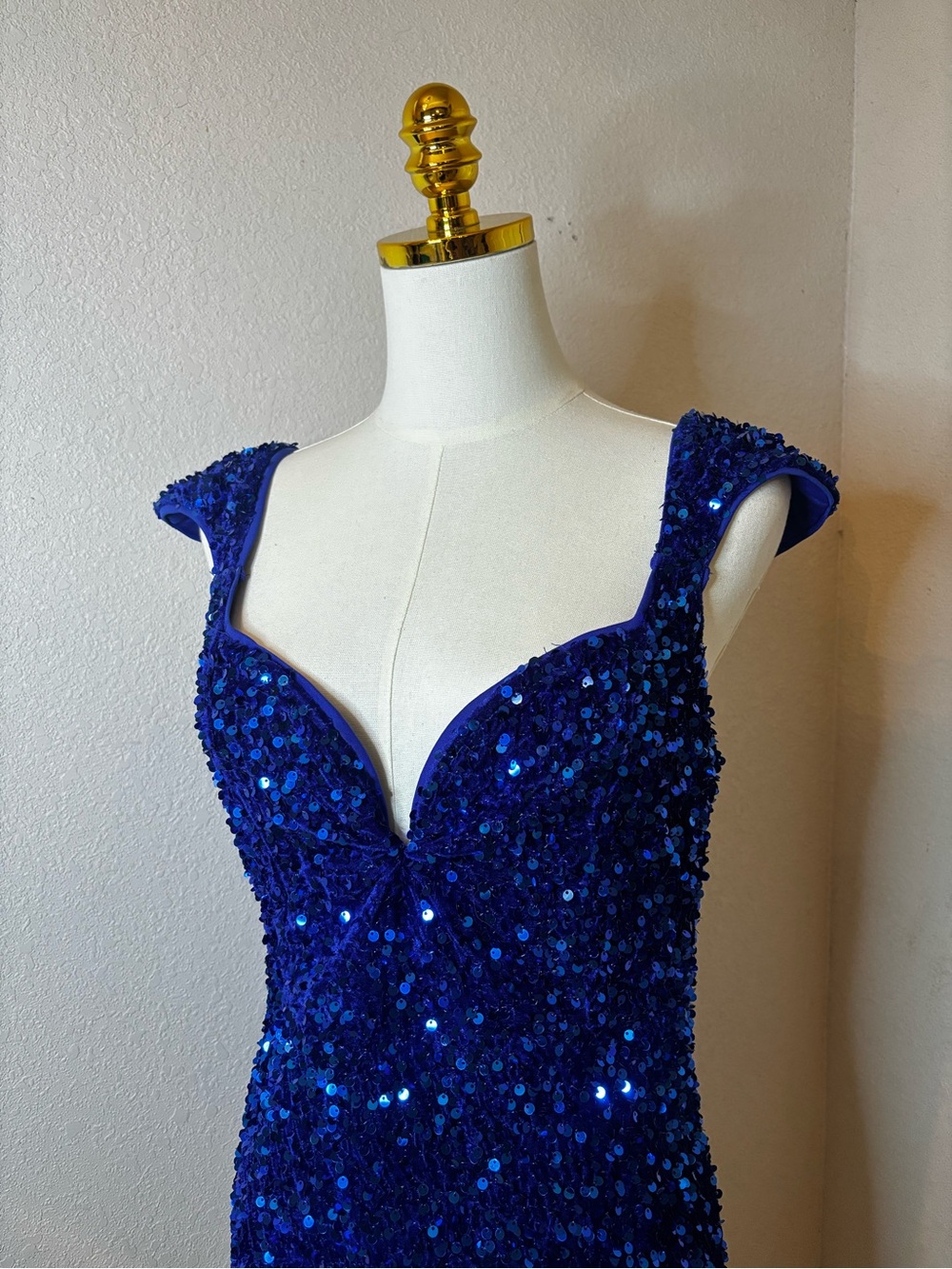 Fashion Nova Royal Blue Sequin Prom Dress